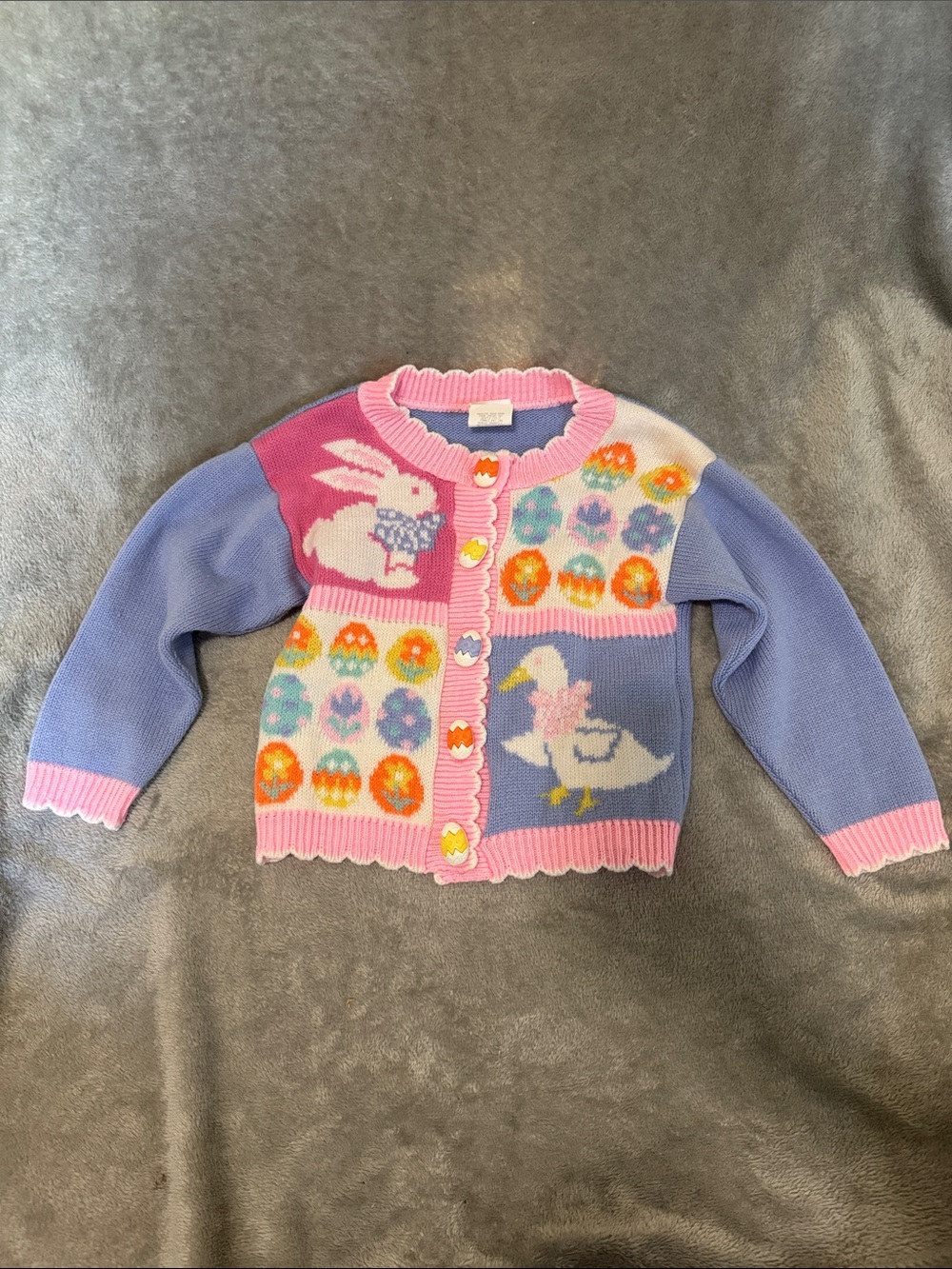 Avon Pastel Easter Patchwork Knit Cardigan - Lavender & Pink